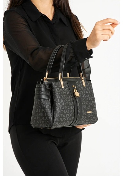 Just Polo Kadın Siyah Monogram El Ve Omuz Çantası Yeni Sezon 2201mh 46669619
