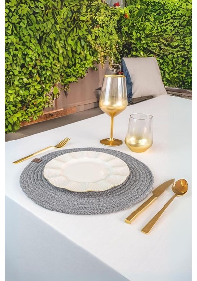 Vos Versa Amerikan Servis Tekli Supla Lux Sunum Tabak Altlığ - Yuvarlak Gri Vvhm0044-401 - Gri