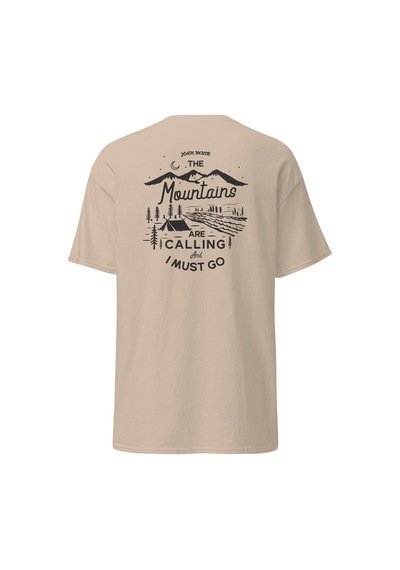 Wildstyle The Mountains Are Calling I Must Go Dağcı Baskılı Unisex Pamuklu Tişört Camel