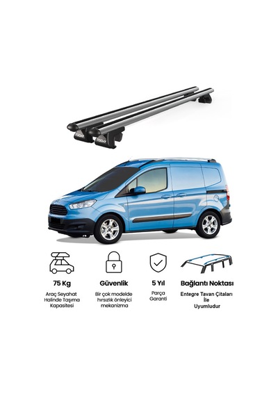 Venüs Ford Transit Courier 2014 Ve Sonrası Uyumlu Gri Ara Atkı Port Bagaj Tavan Barı