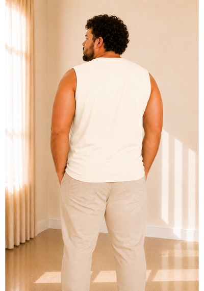 Sngl Tekstil Erkek Büyük Beden Oversize Sıfır Kollu T-shirt 3xl 4xl 5xl 6xl 7xl 8xl 9xl Ekru