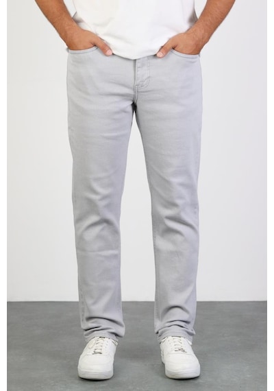 HLT Jeans Erkek Gümüş Gri Regular Likralı Esnek Kot Pantolon 001