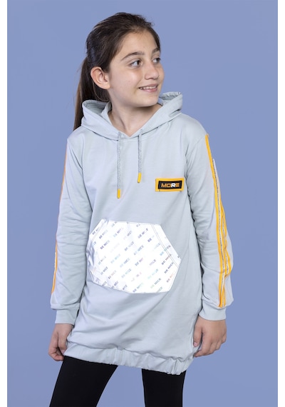 Toontoy Kız Çocuk Kanguru Cepli Reflektör Detaylı Sweatshirt Gri