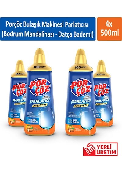 Porçöz Bodrum Mandalina + Datça Bademi Bulaşık Makine Parlatıcısı 4 x 500 ML