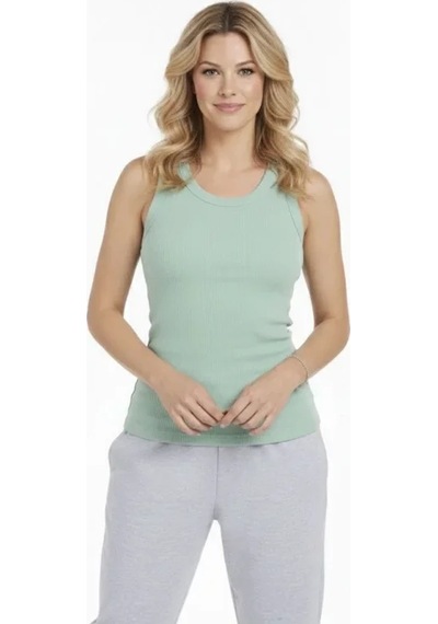 Etiler Collection Fitilli Atlet Sıfır Yaka Slim Fit Arka Baskılı Spor Atlet - Mint Yeşili