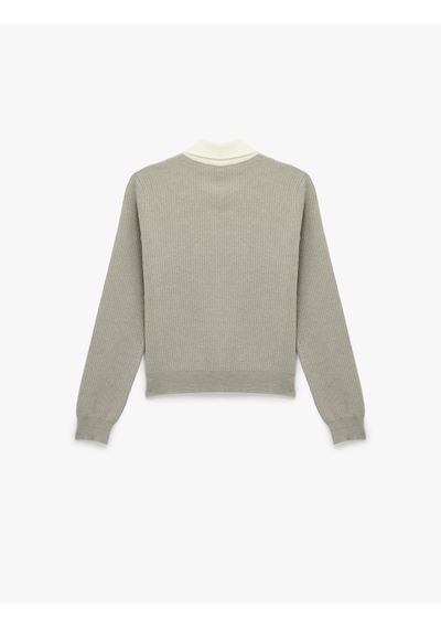 Koton Uzun Kollu Basic Düğmeli Slim Fit Gömlek Yaka Hırka Gri 6sal90018ıt Gri