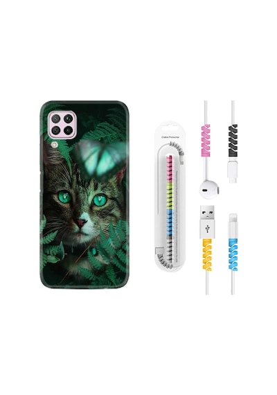 Huawei P40 Lite Kılıf Kablo Koruyuculu Blue Butterflys 1350