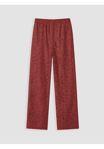 Lcw Everyday Bordo Beli Lastikli Dantelli Kadın Pantolon
