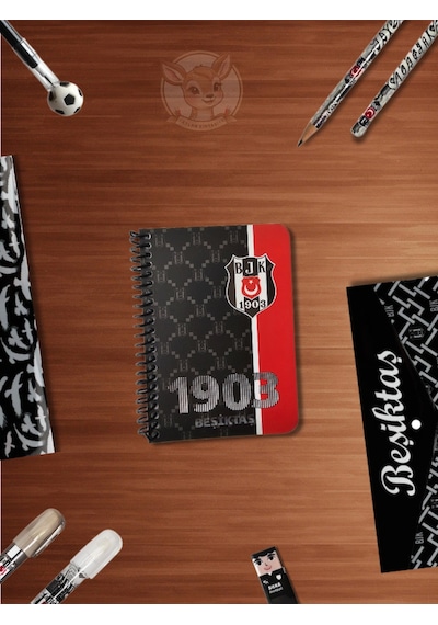 Bjk Beşiktaş Taraftar Not Defteri 72 Yaprak Çizgili Ödev Defteri Siyah