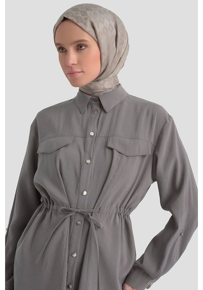 Armine Trend Beli Büzgü Detaylı Pantolonlu İkili Takım 26yt619 Açık Gri