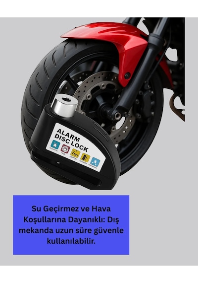 110 Db Alarm Disk Kilidi Motosiklet Scooter Bisiklet Güvenlik Yeni Nesil Siyah