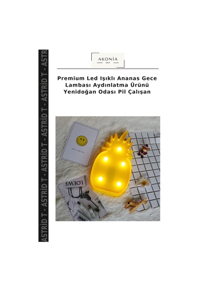 Premium Led Işıklı Ananas Gece Lambası Aydınlatma Ürünü Yenidoğan Odası Pil Çalışan Gün Işığı