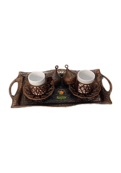 Safir Şah Sultan Kahve Takımı 2 Kişilik Bakır Kahve Takımı A++