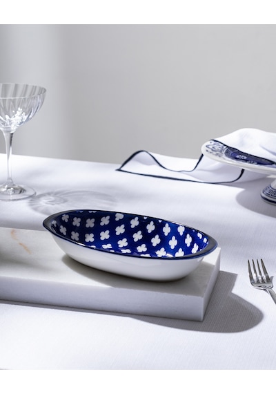 Madame Coco Reve Bleu Raye Oval Tabak - 22 Cm - Mavi/beyaz 8684427225820 Çok Renkli