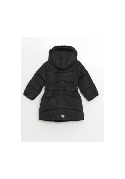 LC Waikiki Lcw Kids Yeni Siyah Kapüşonlu Kız Bebek Şişme Mont