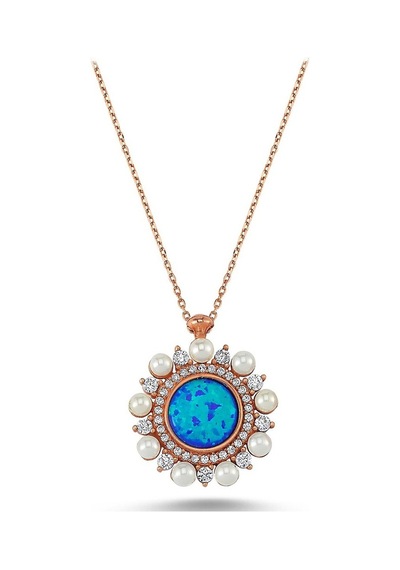Inci ve Zirkon Taşlı Opal Kolye (498590652)