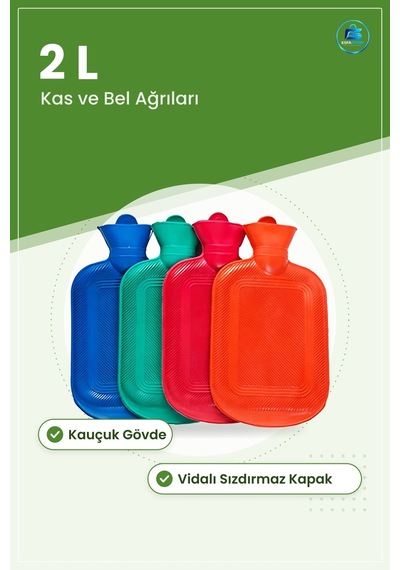 Sıcak Su Torbası 2 L Klasik Kauçuk Vidalı Kapaklı Sızdırmaz Kas V Çok renkli