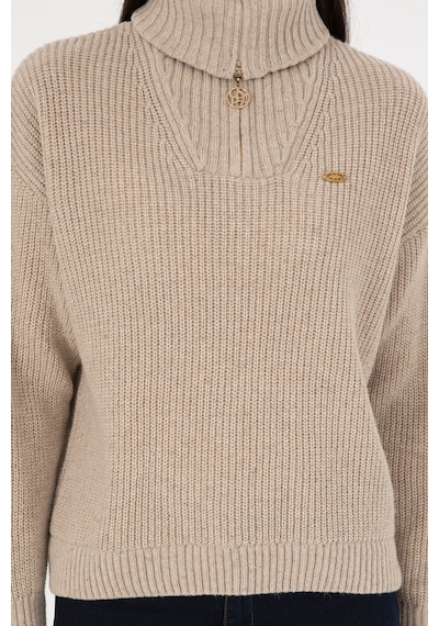 U.S. Polo Assn. Kadın Krem Melanj V Yaka Kazak 50297086-VR159