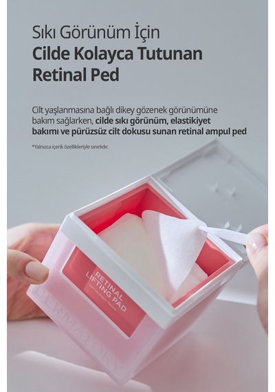 Gözeneklere Sıkı Görünüm Sunan Esnek Yapılı Cilt Bakım Pedi Dermatory Retinal Lifting Ampoule Pad