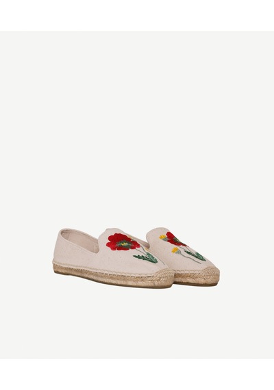 Yargıcı Çiçek Desenli Nakış İşleme Espadril 26ykay4027x 006 Ekru