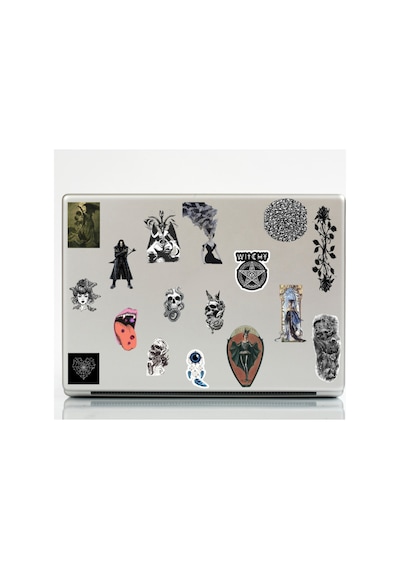 27'li Gothic Witcher Grunge Fairygrunge Sticker Seti - Etiket Seti Scrapbook Bullet Journal Siyah