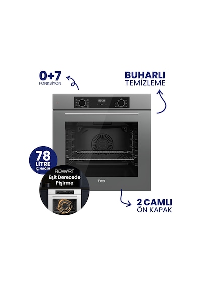 Flowart Digital QBL63CPR+SS208+D079 Beyaz Cam Ankastre Set