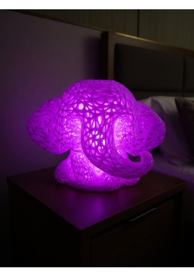 Sevimli Fil Çocuk Odası Gece Lambası 3d Tasarım Led Işıklı Masaüstü Mesh Dekor Hediyelik Mor