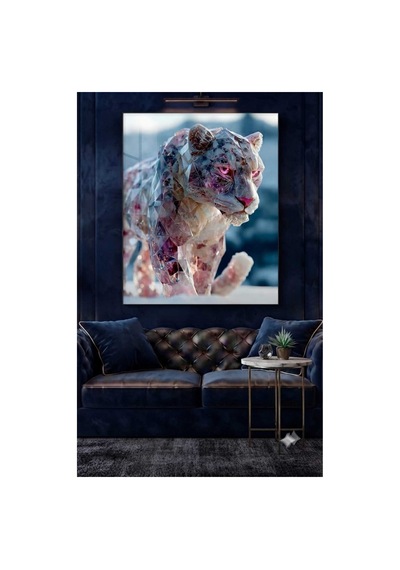 4mm Tamperli Uv Baskı Kırılımaz Cam Tablo Ev Ofis Duvar Dekor Hediyelik Tablo Mermer Kaplan Pembe Premium Marka Beyaz Deluxe Luxury Uhd Baskı Sağlam Canlı
