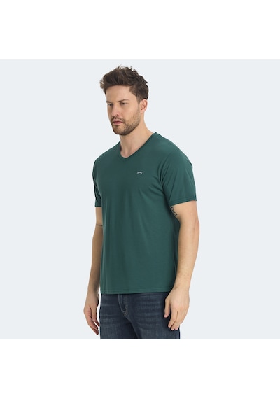Slazenger KRAKKER Erkek V Yaka Yeşil Tişört