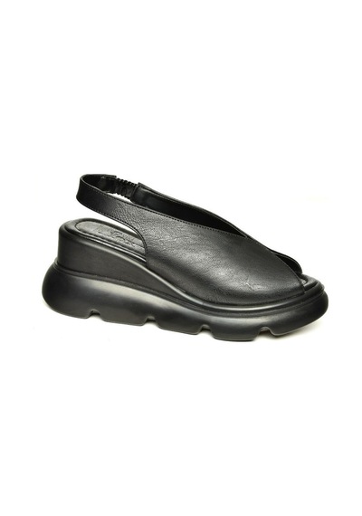 Fox Shoes U312255009 Siyah Kalın Tabanlı Kadın Sandalet Siyah-suni Deri Siyah
