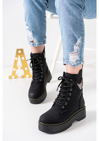Aymood Bağcıklı Tokalı Kadın 5 Cm - 38 Siyah