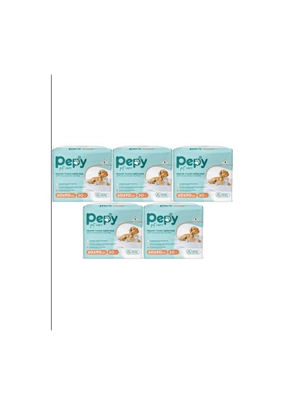 Pepy Köpek Hijyenik Tuvalet Eğitim Pedi, 60x90 Cm, 30'lu X5 Adet, Yapışkan Bantlı