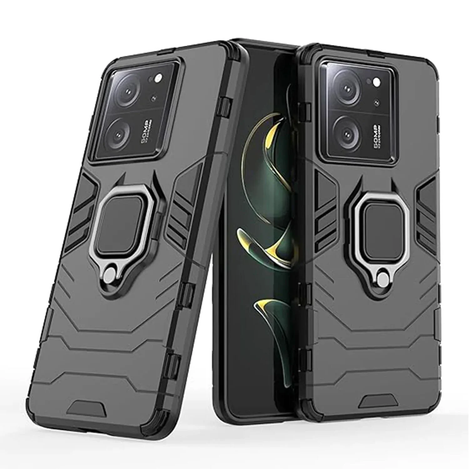 Microcase Xiaomi 13t / 13t Pro / K60 Ultra Batman Serisi Yüzük Standlı Armor Kılıf Siyah -al3349
