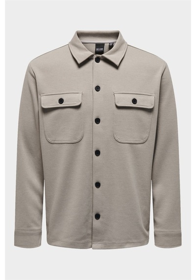 Only & Sons Normal Açık Füme Düz Erkek Gömlek Onsnewkodyl Overshırt Sweat Noos
