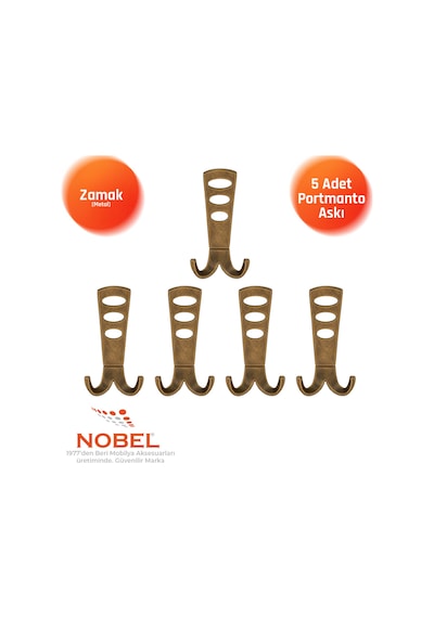 Seylan Portmanto Askısı, Metal Vestiyer Askısı, Anti K Sari, Duvar Ve Dolap Askılığı 5'li Set Vidalı