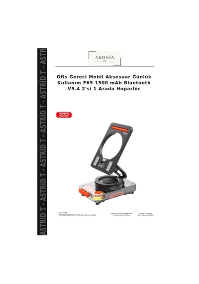 Ofis Gereci Mobil Aksesuar Günlük Kullanım F65 1500 Mah Bluetooth V5.4 2'si 1 Arada Hoparlör
