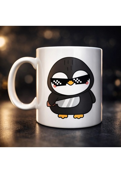Havalı Penguen Tasarımlı Porselen Kupa Model 88 Eğlenceli, Cool & Enerjik Kahve Kupası Çok Renkli