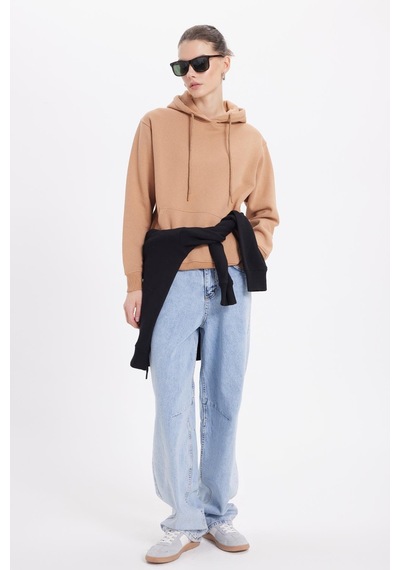 Tudors Kadın Relax Fit Rahat Kesim Pamuklu Kapüşonlu Kanguru Cepli Vizon Sweatshirt-39941 VIZON Tudors Kadın Relax Fit Rahat Kesim Pamuklu Kapüşonlu Kanguru Cepli Vizon Sweatshirt-39941 VIZON