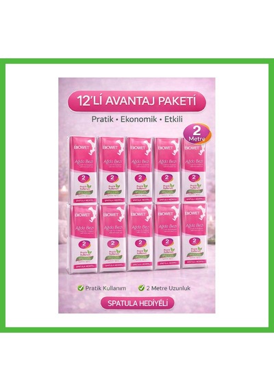 Vaveni Biowet Ağda Bezi 2 Metre Spatula Hediyeli Epilasyon Bezi Dayanıklı Tüy Dökme Bezi 12 Paket Arz