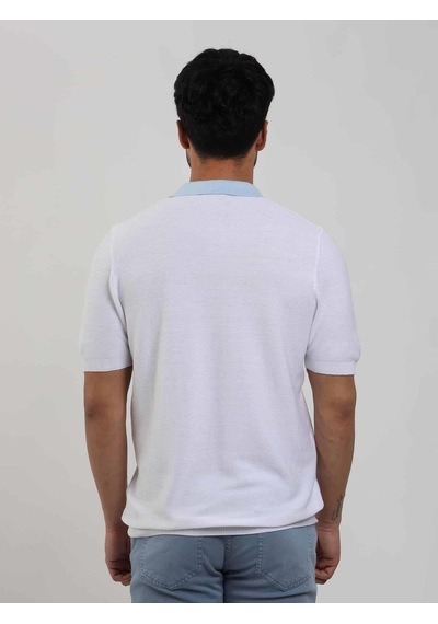 Dufy Beyaz Erkek Slim Fit Düz Polo Yaka Kazak - 104576-beyaz Beyaz