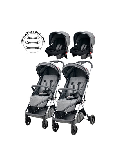 Joell Kabin Boy Ayrılıp Birleşebilen Travel Sistem İkiz Bebek Arabası