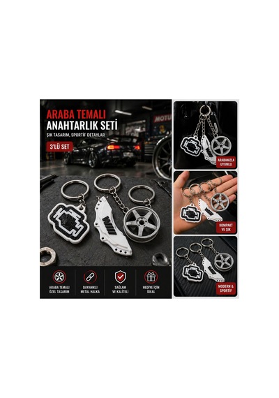 Bmw Üçlü Anahtarlık Seti Beyaz Beyaz