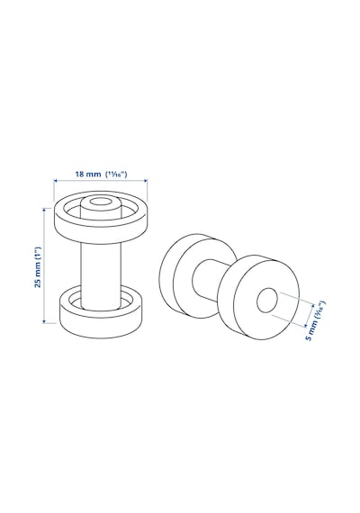 Ikea Skruvshult 2'li Mobilya Kulpu 18 Mm Siyah - Gri Çok Renkli