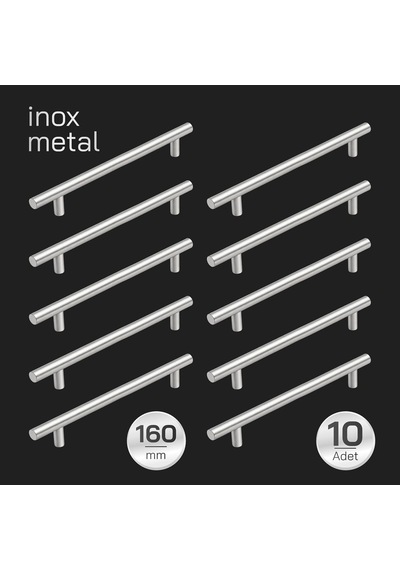 10 Adet Alteta Rosemary İnox Renk Metal 160mm Dolap Çekmece Mobilya Kulbu Kulpları Diğer