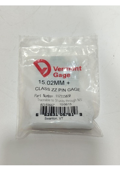 Vermont Gage Çelik Pin Kontrol Eşi 15,02mm