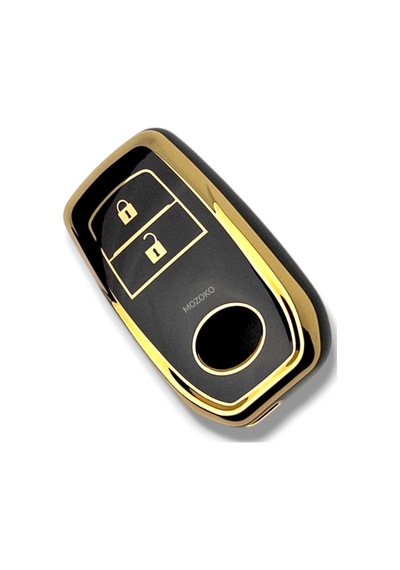Toyota Yeni Kasa 2 Buton Anahtar Kumanda Koruma Kılıfı Lüks Parlak Siyah Gold Çerçeveli