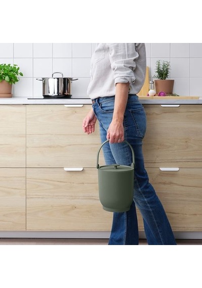Ikea Farmarkvast Çöp Kutusu, Gri-yeşil, 4 Lt