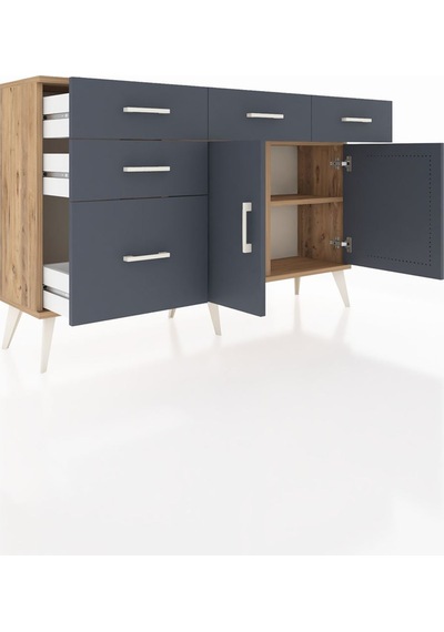 Arges Konsol 2 Raflı 5 Çekmeceli 2 Kapaklı 132x30x83 Çam-antrasit/antrasit Antrasit/antrasit Arges Konsol 2 Raflı 5 Çekmeceli 2 Kapaklı 132x30x83 Çam-antrasit/antrasit Antrasit/antrasit
