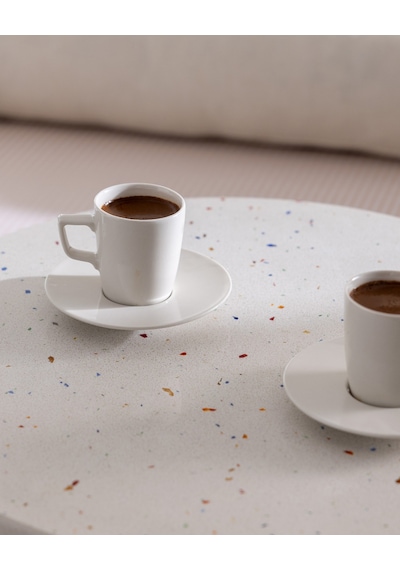 Madame Coco Rain 6 Kişilik 12 Parça Kahve Fincan Seti - Beyaz - 90 Ml 8684427348758 Çok Renkli