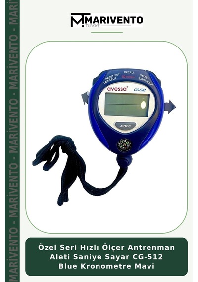 Özel Seri Hızlı Ölçer Antrenman Aleti Saniye Sayar Cg-512 Blue Kronometre Mavi